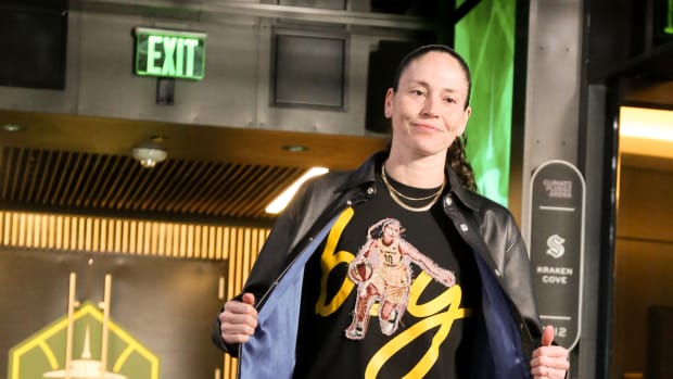 JUNE 5: Sue Bird #10 of the Seattle Storm arrives at the arena before the game against the Connecticut Sun on June 5, 2022 at the Climate Pledge Arena in Seattle, Washington.